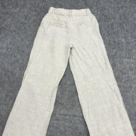 Reformation Pants Womens 2 Beige Linen Straight Leg Rayon Hook Eye Pockets - Picture 7 of 16